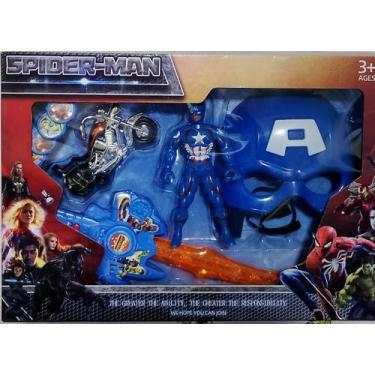 Imagem de Kit Brinquedo infantil Super Herois Spiderman Boneco + Moto + Máscara 