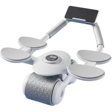 Imagem de Roda Abdominal De Rebote Automático Com Suporte De Cotovelo, Rolo Abdominal Para Equipamento De Treinamento De Força, Roda De Exercícios Abdominais Para Academia Em Casa Com Roda Dupl, White