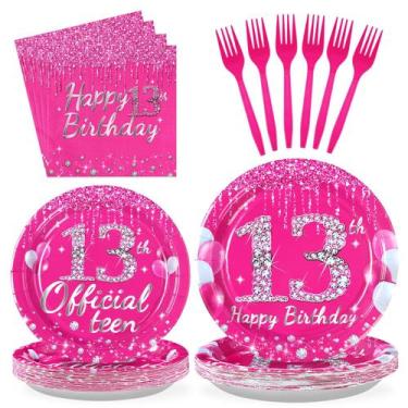 Imagem de Conjunto de artigos de festa para meninas grencianas do 13º aniversári