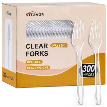 Imagem de Conjunto de talheres Garfos de plástico pesado VITEVER Clear (300 unid