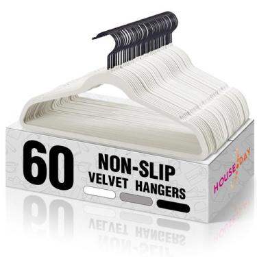 Imagem de Cabides de veludo HOUSE DAY White, pacote com 60 unidades para armário