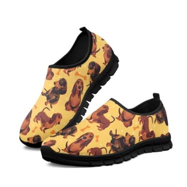 Imagem de xixirimido Tênis feminino sem cadarço, casual, cano baixo, antiderrapante, confortável, respirável para caminhada, tênis, Dachshund Dog, 36
