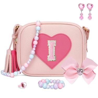 Imagem de KKXIU Presentes para meninas de 3, 4, 5, 6, 7, 8 anos, bijuterias, brinquedos infantis, bolsa de coração para meninas, rosa, 6.8 inches x 5.5 inches x 2 inches