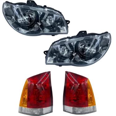 Imagem de Kit Farol Palio G3 Mascara Cromada Aro Preto + Lanterna Tricolor 04 A 15