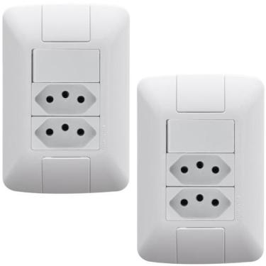 Imagem de 2 Conjunto Interruptor Simples 6A + 2 Tomada 20A 250V Aria - TRAMONTIN