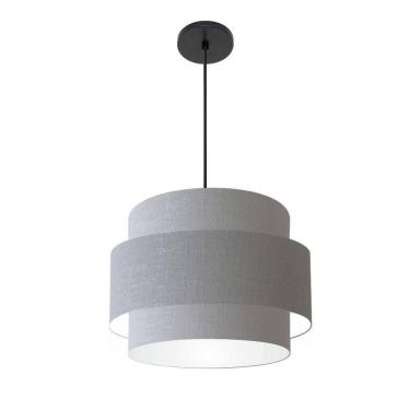 Imagem de Lustre Para Sala De Jantar Vivare Md-4392 Cúpula Em Tecido 40cm Rustico-cinza 127/220v