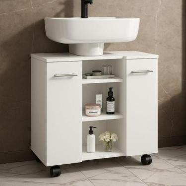 Imagem de Gabinete Com Duas Portas Para Banheiro Rodízios Premium - JM3 Móveis, 