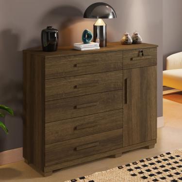 Imagem de Cômoda 6 Gavetas 1 Porta com Pés Milão Benetil