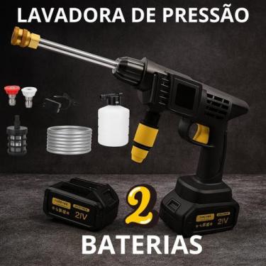 Imagem de Lavadora de Pressão Portátil 2 Bateria 21v Potente Portátil Carros Mot