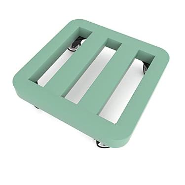 Imagem de Vaso de plantas de jardim, ferro forjado, quadrado, toro, roda universal, base de vaso de flores, toro, bandeja móvel com suporte inferior de polia para decoração interna e externa em vaso, suporte de