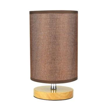 Imagem de Abajur de Mesa Redondo Madeira Marrom 25,5cmx14cm 40W - FIX