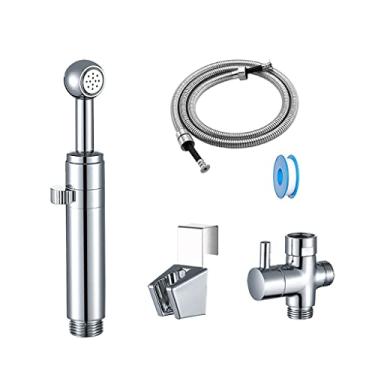 Imagem de ifgswopq Torneira de bidê de banheiro cromada multiuso limpador de spray ajustável fluxo de água kit de pulverizador de vaso sanitário portátil