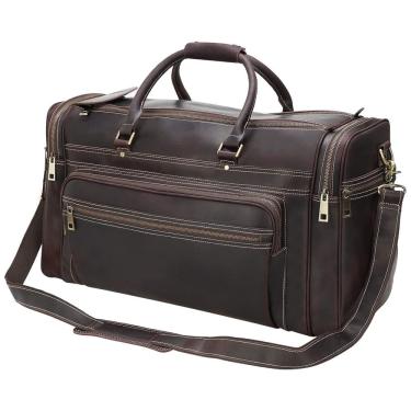 Imagem de Bolsa de Viagem Masculina Clássica de Couro, POLARE , Marrom