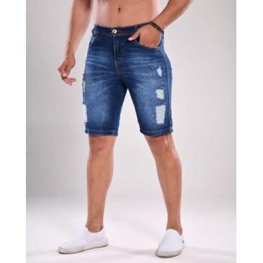 Imagem de Bermuda jeans masculina - AWMF, 42, Azul escuro