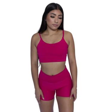 Imagem de Roupa Fit De Academia Short + Top Alcinha Poliamida Fitness Premium - 
