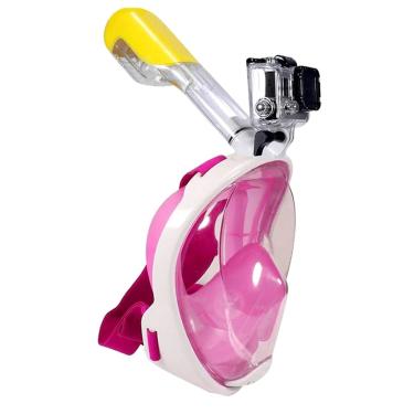 Imagem de Máscara de Mergulho Snorkel Rosa com Adaptador para GoPro - S/M