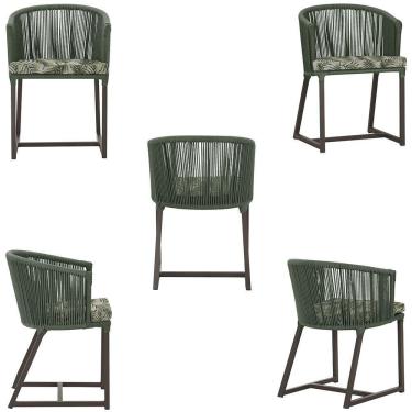 Imagem de 4 Cadeiras De Jantar Noronha Marrom Corda Náutica E5 Trama Verde
