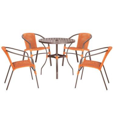 Imagem de 04 Cadeiras Floripa E Mesa Roma 100cm Marrom Trama Original Terra Cota