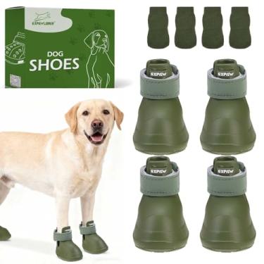 Imagem de EXPAWLORER Sapatos para cães pequenos, médios e grandes, botas de neve antiderrapantes impermeáveis para o inverno com meias, botas para animais de estimação e protetores de patas fáceis de calçar e