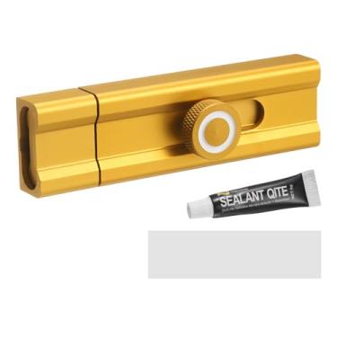 Imagem de PATIKIL Trava de trava deslizante de 10 cm, 2 peças de liga de alumínio sem chave, trava deslizante de segurança para porta embutida ou embutida para armário de porta de quarto para evitar sair, ouro