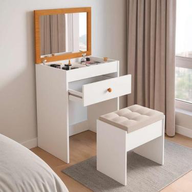 Imagem de Penteadeira Com Espelho Basculante - 1 Gaveta - Com Colmeia 100% MDF -