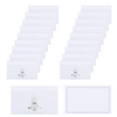 Imagem de 20 peças de porta-crachás de nome estilo pino com pinos suporte horizontal para cartão de identificação de plástico transparente com 20 inserções para cartão de identificação para reuniões, seminários