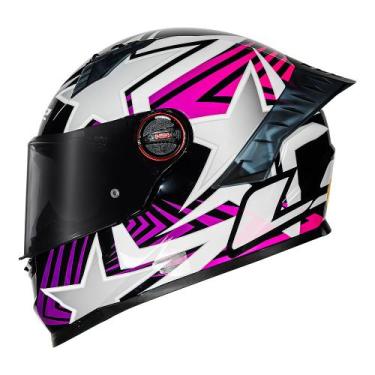 Imagem de Capacete LS2 FF358 Pro Estellar Preto Branco e Rosa, 54