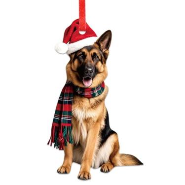 Imagem de GMEMNOV Enfeite de Natal de pastor alemão - Enfeite de pastor alemão para decoração de árvore de Natal, presentes GSP para mulheres, homens, crianças, presentes de cães para amantes de cães