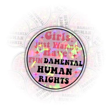 Imagem de 3 peças de adesivos femininos Just Want to Have Fun Damental de direitos humanos - adesivos feministas, adesivos de direitos das mulheres, citações engraçadas, adesivos de vinil decorados para garrafa