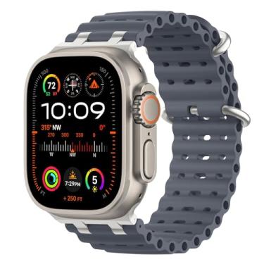 Imagem de MoKo Pulseira Ocean Band compatível com Apple Watch Ultra 3/2/1 de 49 mm, pulseira esportiva de silicone atualizada de 46 mm, 45 mm e 44 mm, para homens e mulheres, séries 11/10/9/8/7/6/5 SE3/2/1