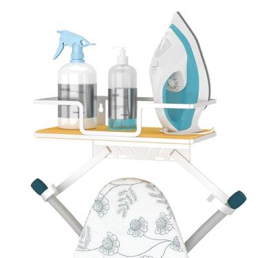 Imagem de efluky Cabide de tábua de passar a ferro com ganchos removíveis, suporte de tábua de passar para parede tipo T/Y, 32 cm C x 15 cm L x 6 cm A, branco