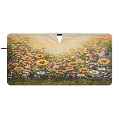 Imagem de Blueangle Para-brisa de girassol de jardim caprichoso - 149.9 cm x 76.2 cm dobrável carro janela frontal blocos para-sol raios UV viseira de sol (356)