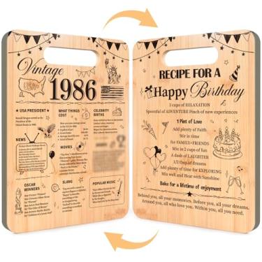 Imagem de Deorfuy Presentes de aniversário de 40 anos para mulheres e homens, 40 anos vintage 1986 tábua de corte dupla face, receita para uma tábua de corte de feliz aniversário para ela ele