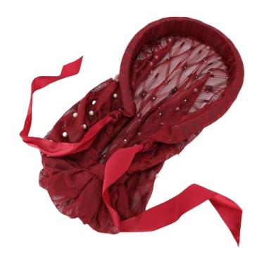 Imagem de YOUTHINK Chapéu Turbante Feminino de Renda Pérola, Envoltório de Cabeça Elegante Com Forro de Veludo para Dormir, Trabalho, Ioga, boné de Lenço Respirável para Uso Diário e Proteção de Cabelo (Vermelho arroxeado)