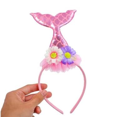 Imagem de Tiara Sereia Mágica – Arco de Fantasia Macio e Confortável – Ideal p/Blocos de Carnaval, Festas e Uso por Crianças e Adultos (Rosa)