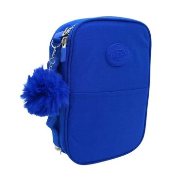 Imagem de Estojo Material Escolar Premium Azul Royal Pompom Caneta Volta Aulas Tendência Menina Menino Kawaii