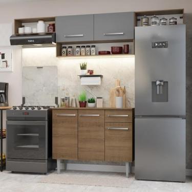 Imagem de Armário de Cozinha Completa 225cm Rustic/cinza Emilly Madesa 01xa