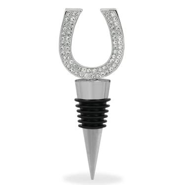 Imagem de Cheers Rolha de garrafa de vinho prateada com cristais de strass – Lindo topo de selo ocidental brilhante para garrafas de vinho, presentes exclusivos de bar para mulheres e homens