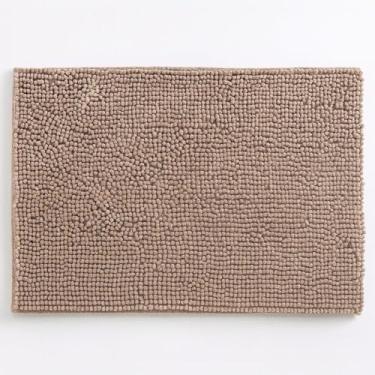 Imagem de Tapete de Banheiro Microfibra Macarrão Bolinha Popcorn 40x60cm — Antiderrapante, Super Macio, Absorvente, Lavável, Secagem Rápida (Bege)