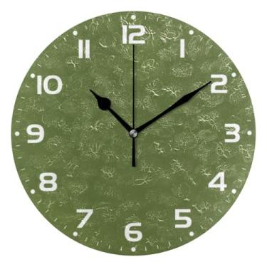 Imagem de JUZIHAI Relógio de parede de cor sólida verde silencioso, sem tique-taque, relógios de parede redondos operados por bateria, fácil de ler, relógio decorativo de parede para casa, cozinha, sala de