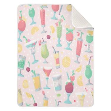 Imagem de Qilmy Cobertor de bebê com estampa de bebida de verão 76 x 101 cm, cobertor infantil de algodão macio para meninos e meninas, cobertor leve e quente para bebês e bebês recém-nascidos