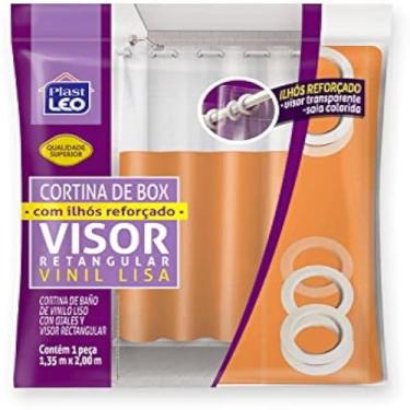 Imagem de Cortina para box de banheiro bege com visor transparente, elegante