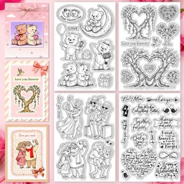 Imagem de CHGCRAFT 4 folhas, 4 carimbos transparentes para o Dia dos Namorados, amor de idosos, selos transparentes, citações de amor, selos transparentes de silicone para decoração de álbum de fotos faça você