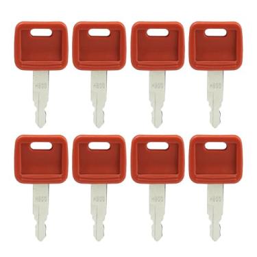 Imagem de KAKUPPA 8 peças de substituição de chave de ignição H800 compatível com escavadeira John Deere Dozer Fiat New Holland AT194969 AT147803 4286465, mini chave vermelha sobressalente para cortador de