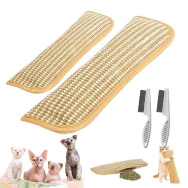Imagem de Grande tapete arranhador de sisal para gatos, brinquedo de catnip tecido natural para arranhar, morder e brincar interativo (amarelo, P + M)