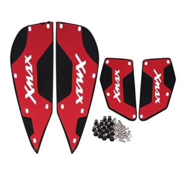 Imagem de Anti-derrapante Pedais dianteiros e traseiros para xmax 250 xmax 300 2017 2018 2019 2020 2021 2022 2023 cnc placa de apoio para pés(Red)