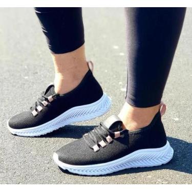 Imagem de Tenis Feminino Preto Esportivo para Caminhada Leve e Confortavel - Zio