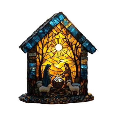 Imagem de Ornamento De Janela Artesanal 2D Em Acrílico Colorido Com Cena De Nata