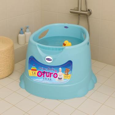 Imagem de Banheira Ofurô Infantil Grande Prime Baby 1 a 6 Anos – Banheira Ergonômica Antiderrapante para Crianças e Bebês até 30Kg com Plugue de Escoamento Rápido (Azul)