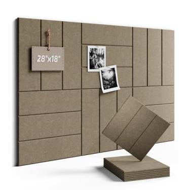 Imagem de Fluxynara Azulejos de feltro para quadro de avisos - 71 cm x 45 cm com 40 abas adesivas, quadro de cortiça alternativa para decoração de escritório, organizador de parede com alfinetes, pacote com 6